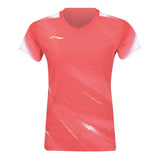 Li-Ning Badminton T-Shirt - Li-Ning Float Red Women - SportYouUp Danmark