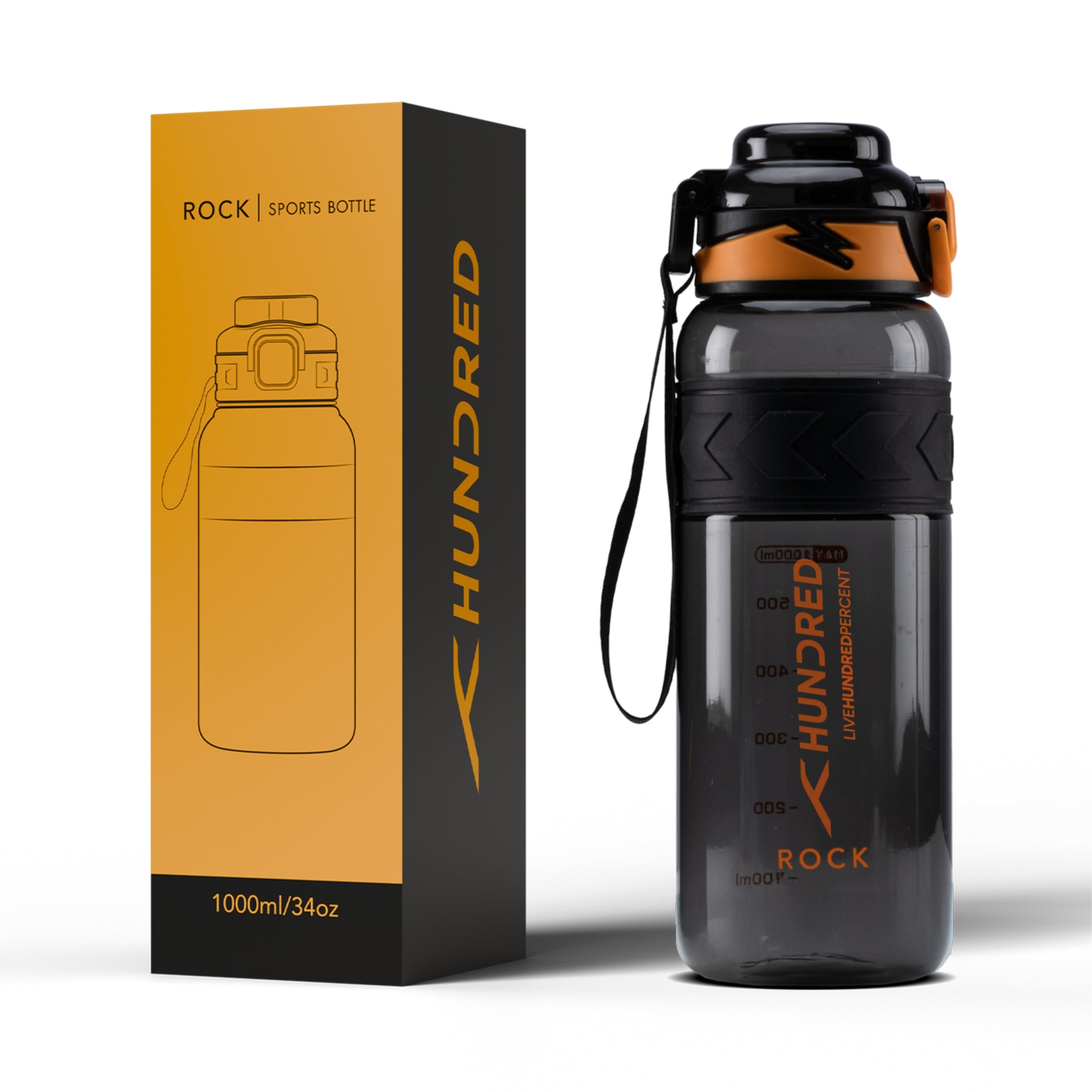 Bouteille d'eau - ROCK Noir/Orange