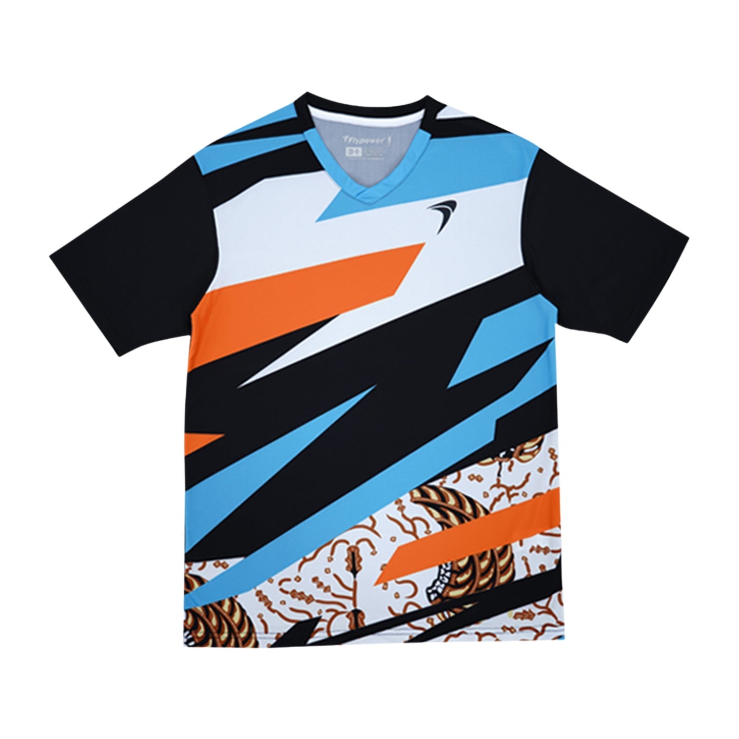 Flypower Badminton T-shirt - Flypower RINJANI 12 Black/Skyblue Unisex - SportYouUp Europe