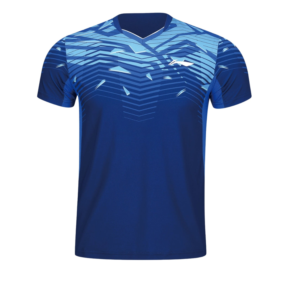 Badminton T-shirt - Li-Ning Champion Blue Stripe Unisex - SportYouUp Danmark